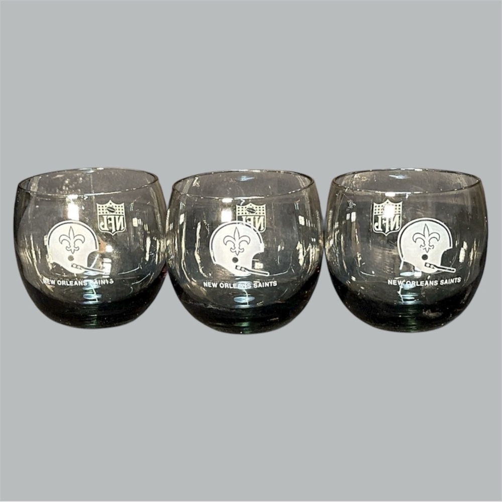 NFL NEW ORLEANS SAINTS ROLY POLY ROCK SMOKED BLACK GLASSES
SET of 3